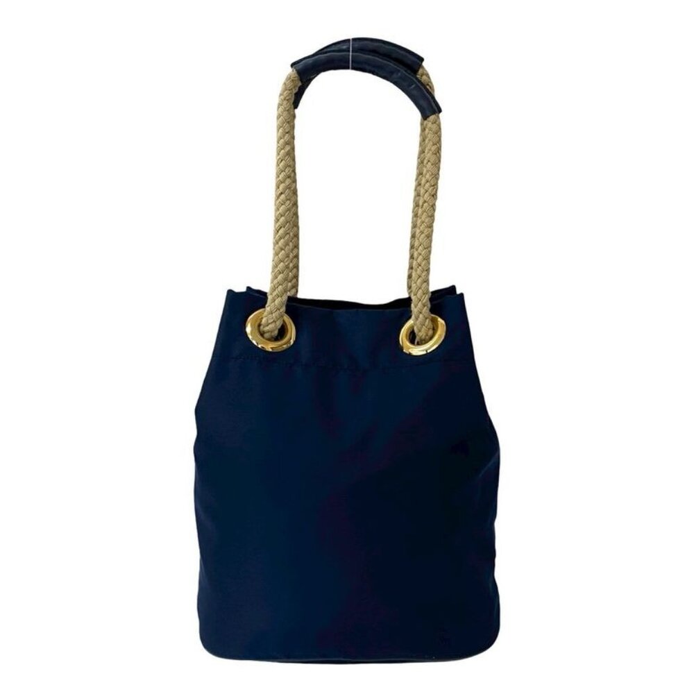 Prada Triangle Logo Plate Hardware Nylon Leather Shoulder Bag Tote - Picture 3 of 10